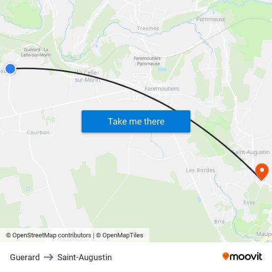 Guerard to Saint-Augustin map