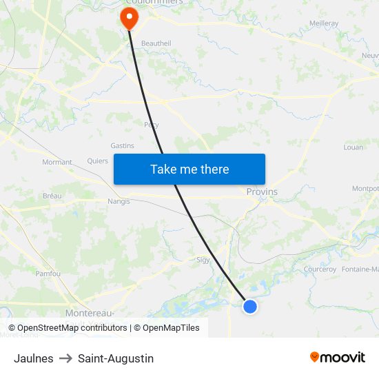 Jaulnes to Saint-Augustin map