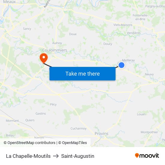 La Chapelle-Moutils to Saint-Augustin map