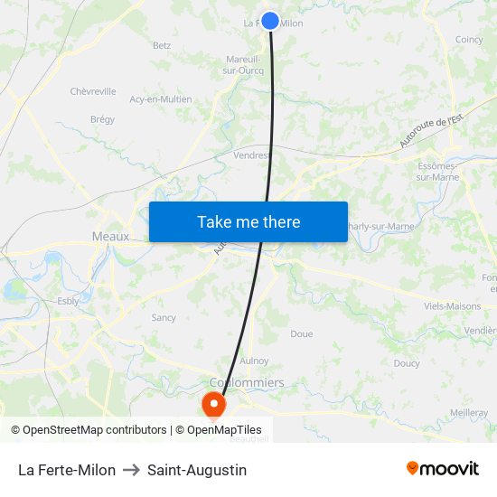 La Ferte-Milon to Saint-Augustin map