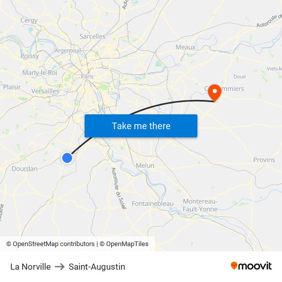 La Norville to Saint-Augustin map