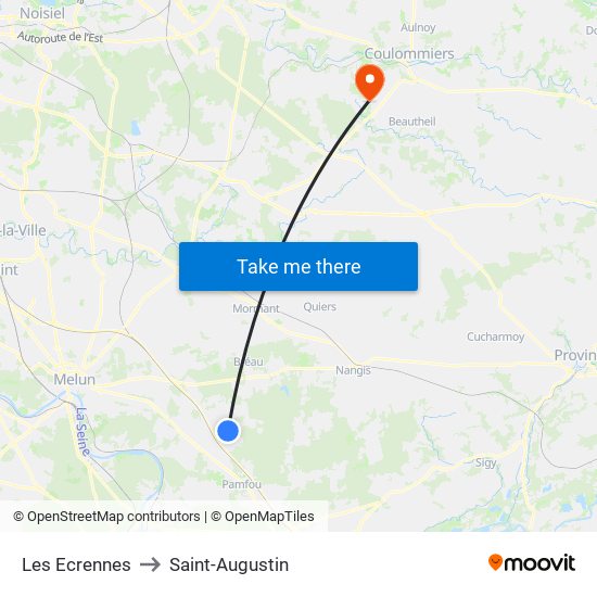 Les Ecrennes to Saint-Augustin map