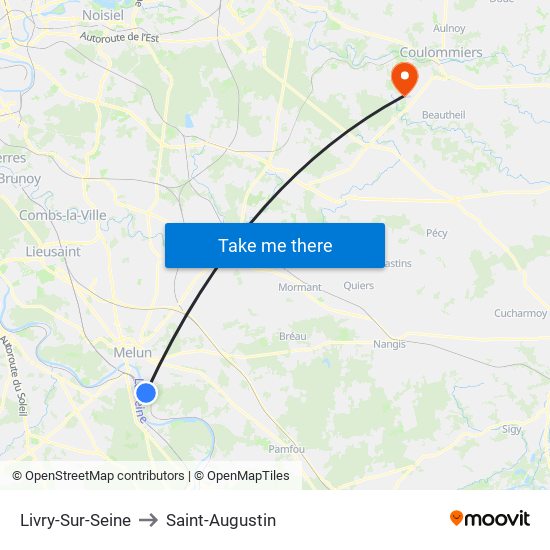 Livry-Sur-Seine to Saint-Augustin map