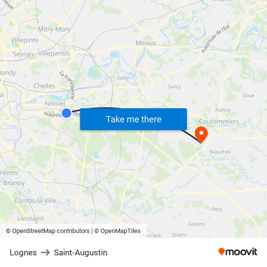 Lognes to Saint-Augustin map