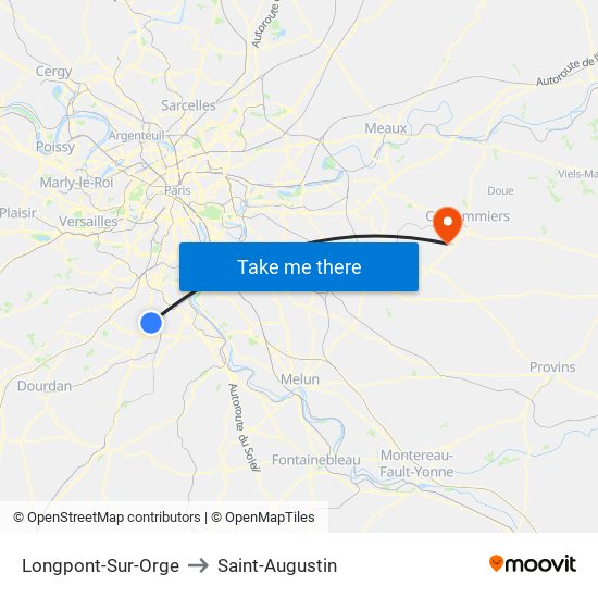 Longpont-Sur-Orge to Saint-Augustin map