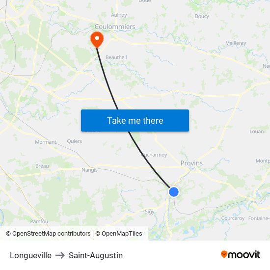 Longueville to Saint-Augustin map