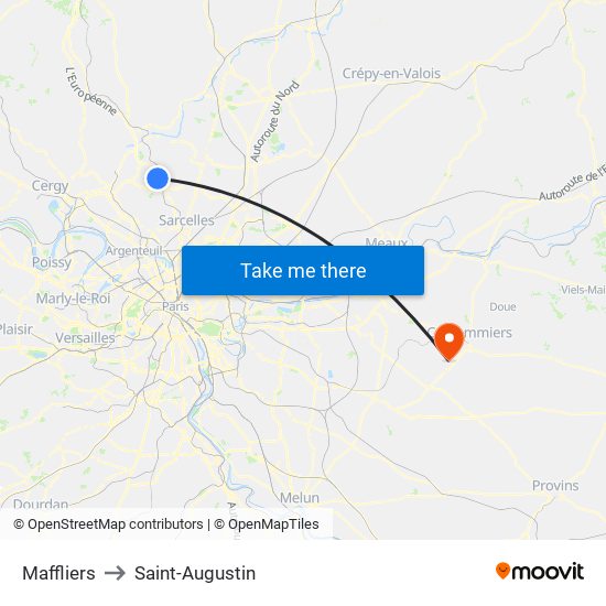 Maffliers to Saint-Augustin map