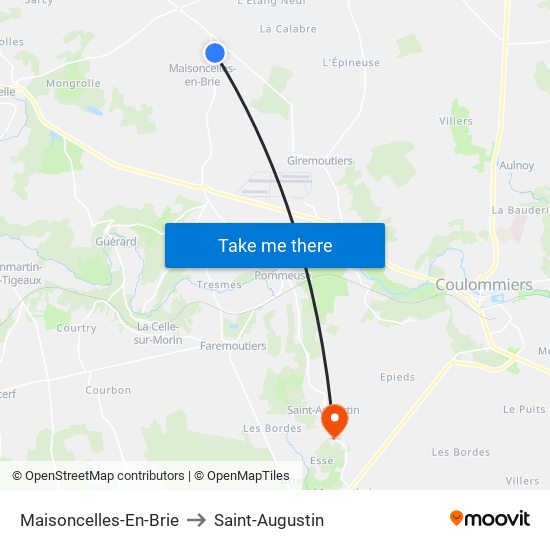 Maisoncelles-En-Brie to Saint-Augustin map