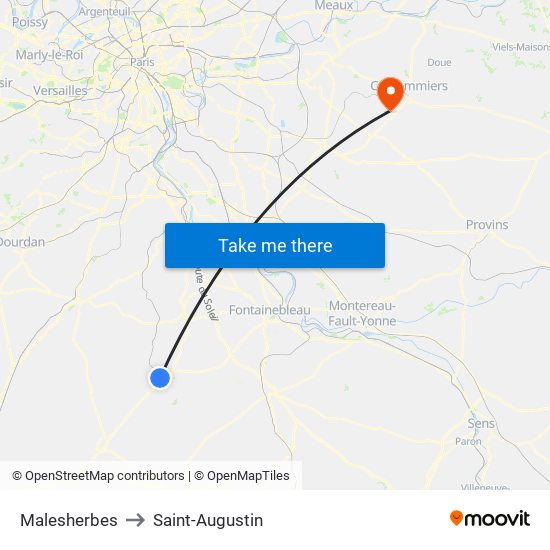 Malesherbes to Saint-Augustin map