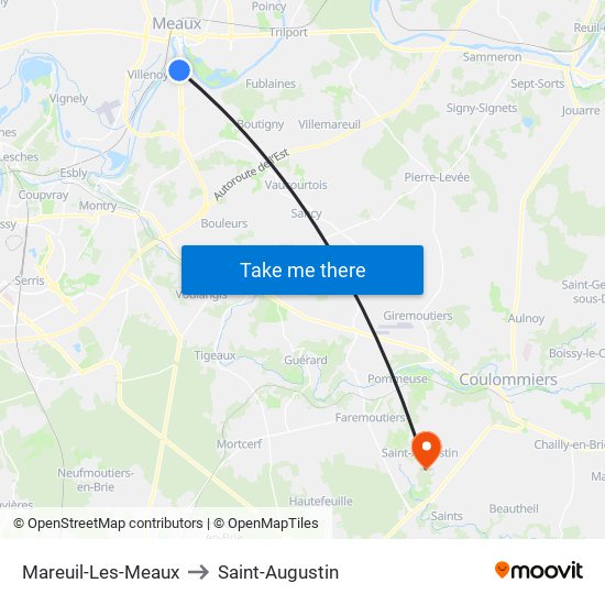 Mareuil-Les-Meaux to Saint-Augustin map