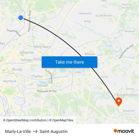 Marly-La-Ville to Saint-Augustin map