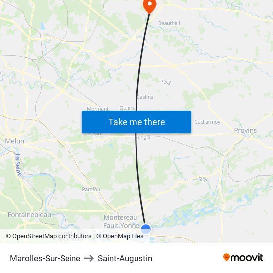 Marolles-Sur-Seine to Saint-Augustin map