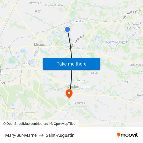 Mary-Sur-Marne to Saint-Augustin map