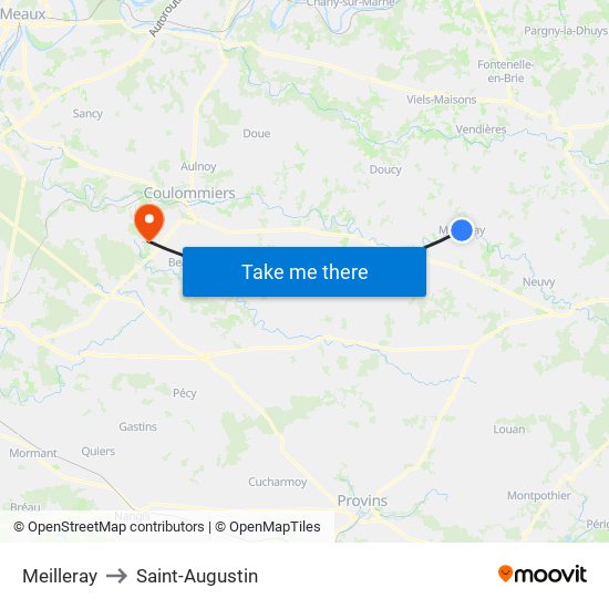 Meilleray to Saint-Augustin map
