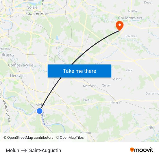 Melun to Saint-Augustin map