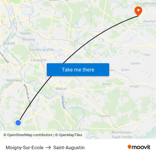 Moigny-Sur-Ecole to Saint-Augustin map