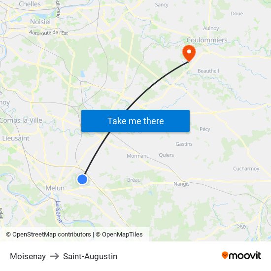 Moisenay to Saint-Augustin map