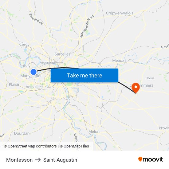 Montesson to Saint-Augustin map