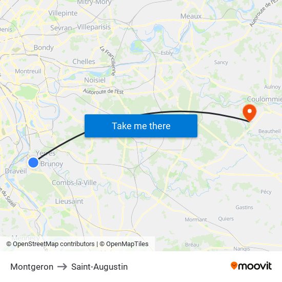 Montgeron to Saint-Augustin map