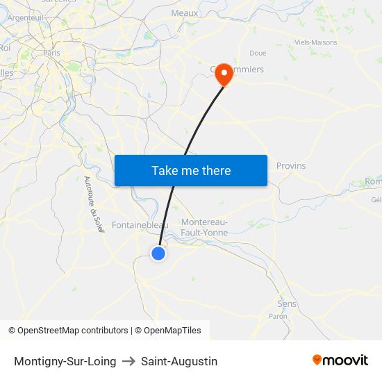 Montigny-Sur-Loing to Saint-Augustin map