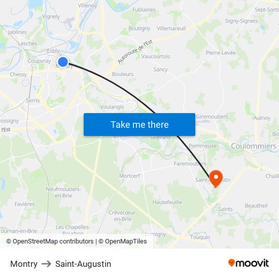 Montry to Saint-Augustin map
