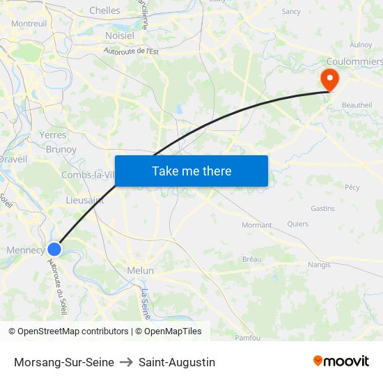 Morsang-Sur-Seine to Saint-Augustin map