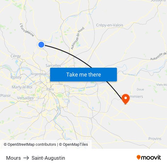 Mours to Saint-Augustin map