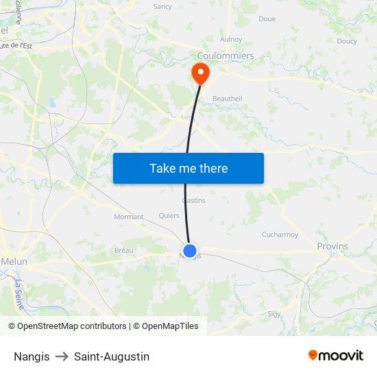 Nangis to Saint-Augustin map