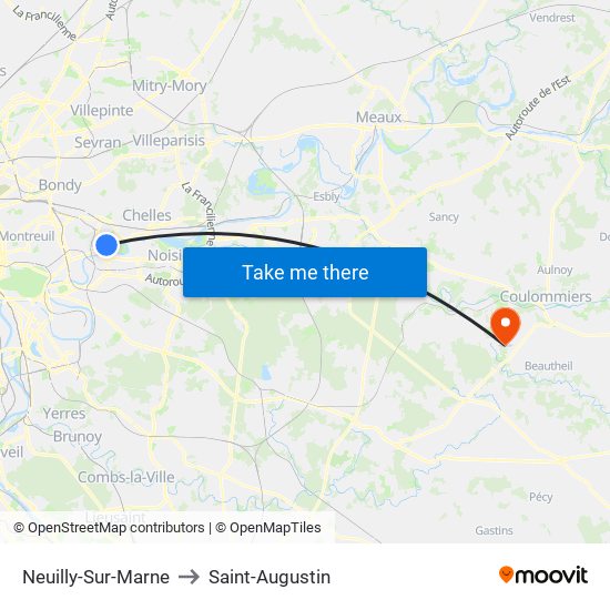 Neuilly-Sur-Marne to Saint-Augustin map