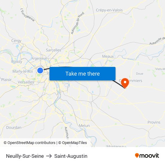 Neuilly-Sur-Seine to Saint-Augustin map