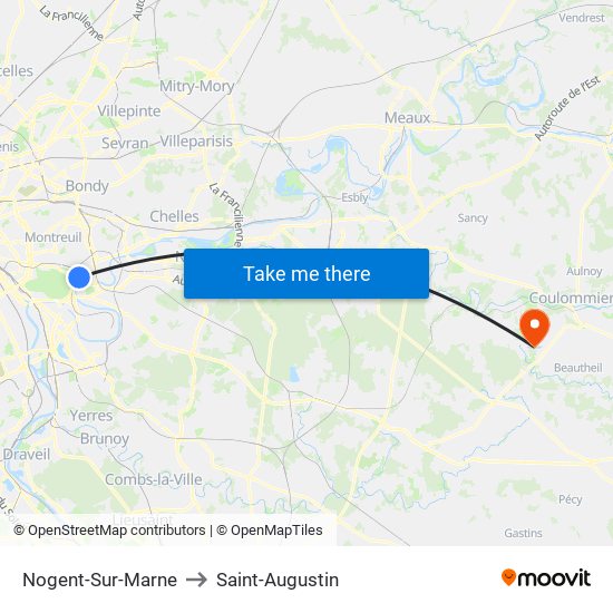 Nogent-Sur-Marne to Saint-Augustin map