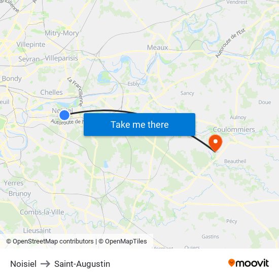 Noisiel to Saint-Augustin map