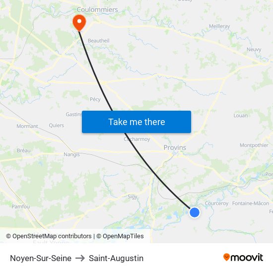 Noyen-Sur-Seine to Saint-Augustin map