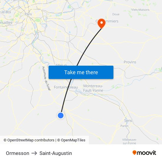 Ormesson to Saint-Augustin map