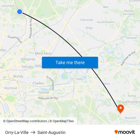 Orry-La-Ville to Saint-Augustin map