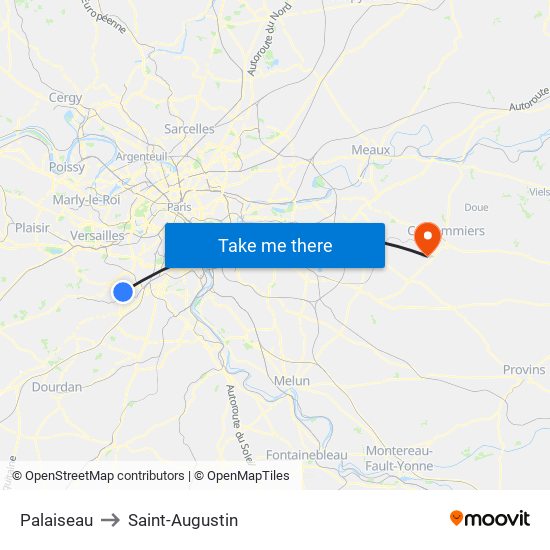 Palaiseau to Saint-Augustin map