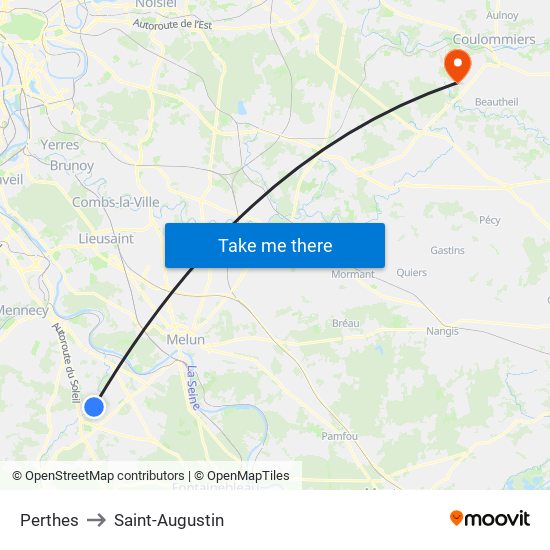 Perthes to Saint-Augustin map