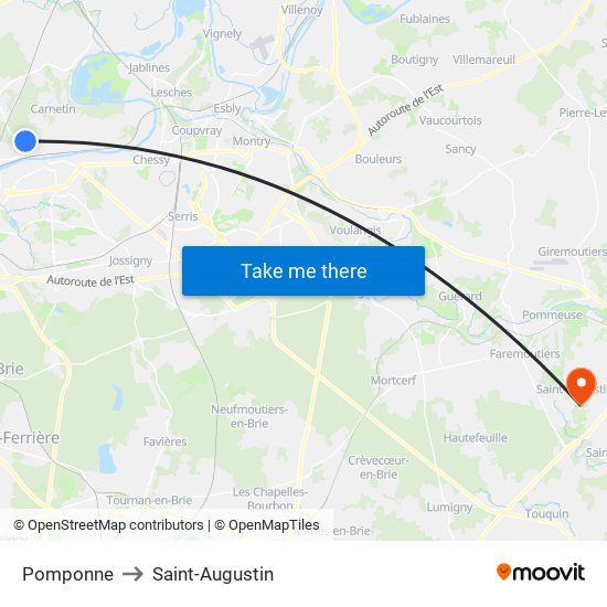 Pomponne to Saint-Augustin map