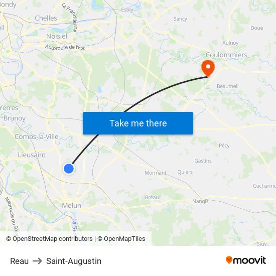 Reau to Saint-Augustin map