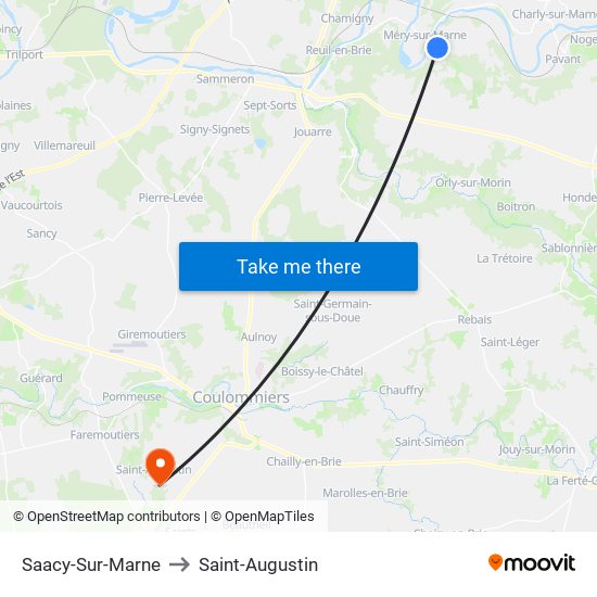 Saacy-Sur-Marne to Saint-Augustin map