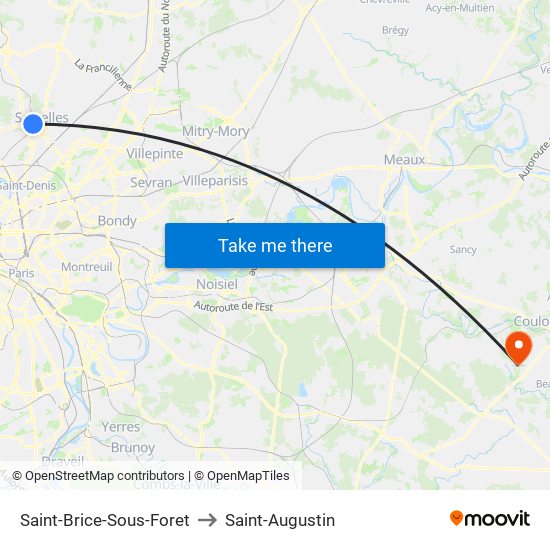 Saint-Brice-Sous-Foret to Saint-Augustin map