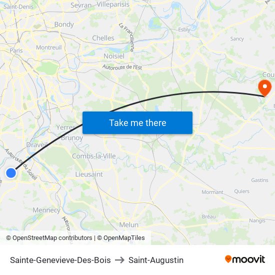 Sainte-Genevieve-Des-Bois to Saint-Augustin map