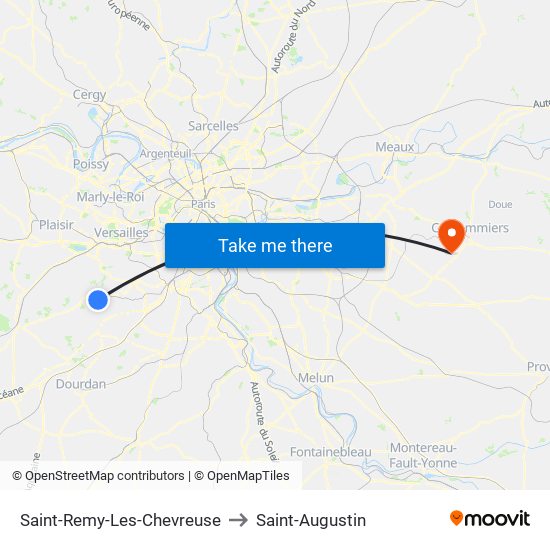 Saint-Remy-Les-Chevreuse to Saint-Augustin map