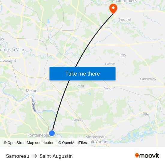 Samoreau to Saint-Augustin map