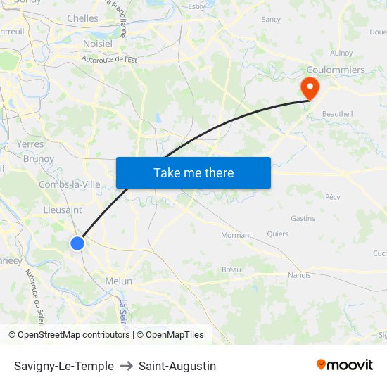 Savigny-Le-Temple to Saint-Augustin map