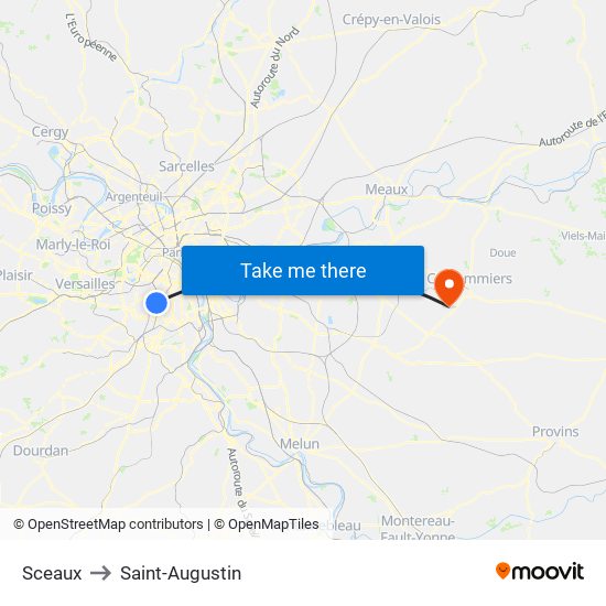 Sceaux to Saint-Augustin map