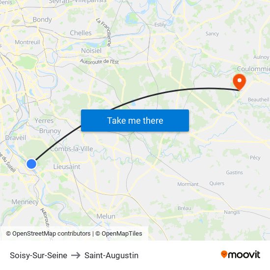 Soisy-Sur-Seine to Saint-Augustin map