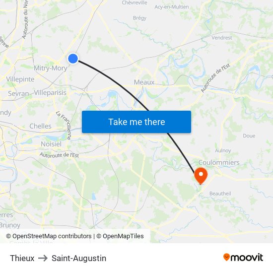 Thieux to Saint-Augustin map