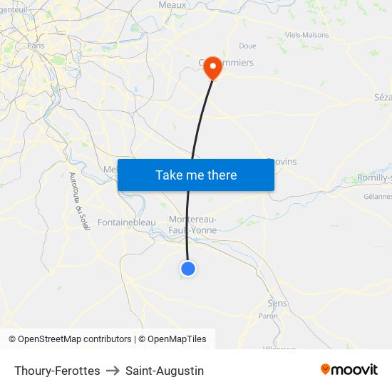 Thoury-Ferottes to Saint-Augustin map