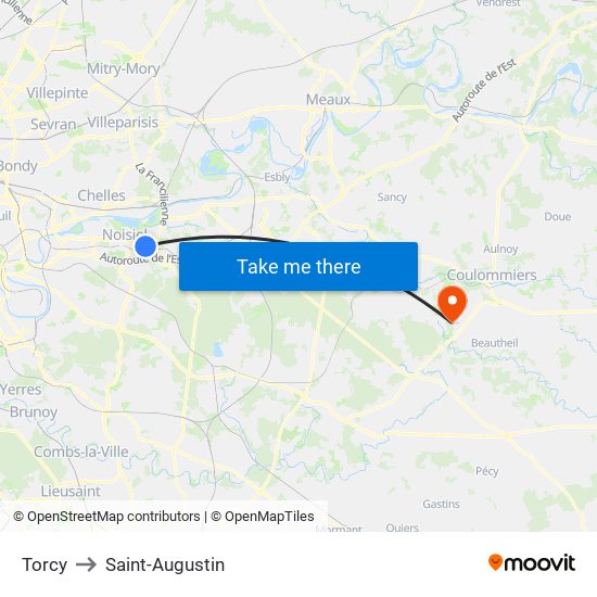Torcy to Saint-Augustin map